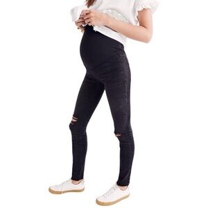 New! Madewell Maternity Over The Belly Distressed Skinny Jeans in Black Sea 37
